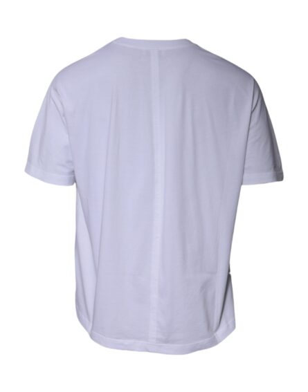 White Logo Cotton Crew Neck Short Sleeves T-shirt - Image 3