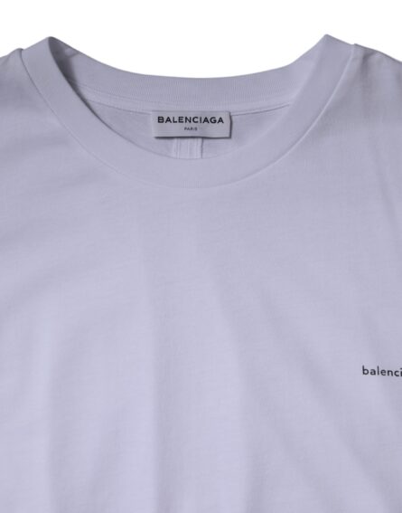 White Logo Cotton Crew Neck Short Sleeves T-shirt - Image 4