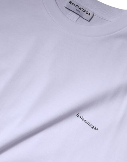 White Logo Cotton Crew Neck Short Sleeves T-shirt - Image 5