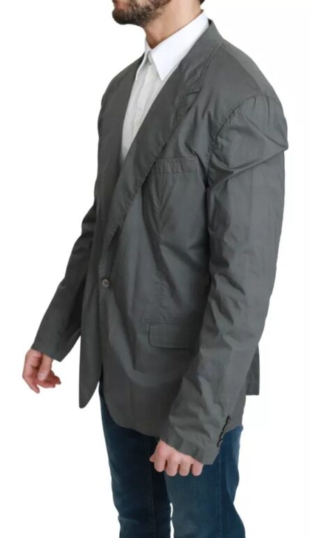 Gray Cotton Single Breasted Formal Blazer - Image 5