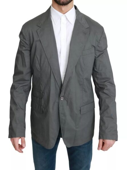 Gray Cotton Single Breasted Formal Blazer - Image 6
