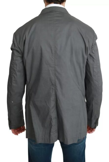 Gray Cotton Single Breasted Formal Blazer - Image 8