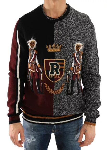 Multicolor KING Knight Monkey Knitted Cashmere Wool Sweater - Image 2