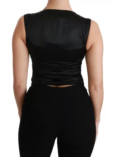 Black Lace Waistcoat Slim Vest Silk Top - Image 4