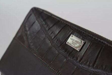 Brown Exotic Leather Zip Around Continental Clutch Wallet - Image 2