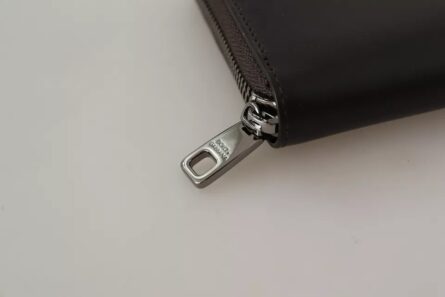 Brown Exotic Leather Zip Around Continental Clutch Wallet - Image 4