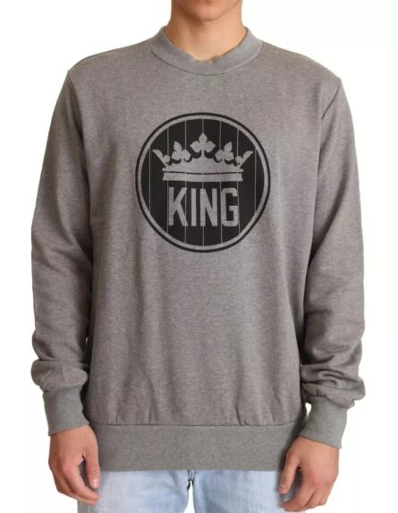 Gray Crown King Cotton Pullover Sweater - Image 6