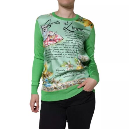 Green Silk Granita Al Limone Long Sleeves Sweater - Image 4