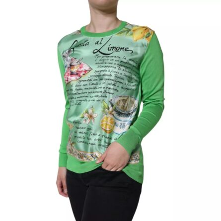 Green Silk Granita Al Limone Long Sleeves Sweater - Image 6