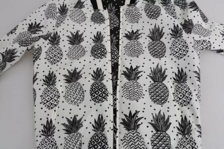 White Black Pineapple Bomber Coat Jacket - Image 3