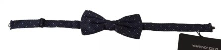 Blue Patterned Silk Adjustable Neck Bow Tie Men - Image 2