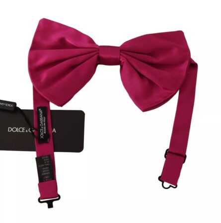 Pink 100% Silk Adjustable Neck Bow Tie Men - Image 4