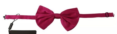 Pink 100% Silk Adjustable Neck Bow Tie Men - Image 5