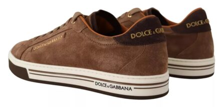 Brown Suede Logo Low Top Sneakers Men Shoes - Image 3