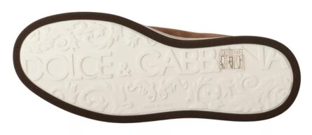 Brown Suede Logo Low Top Sneakers Men Shoes - Image 7