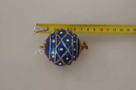 Gold Brass Blue Christmas Ball Crystal Hook Jewelry Earrings - Image 3