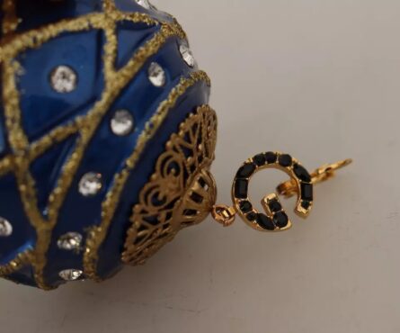 Gold Brass Blue Christmas Ball Crystal Hook Jewelry Earrings - Image 4