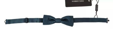 Blue 100% Silk Adjustable Neck Bow Tie Mens - Image 3