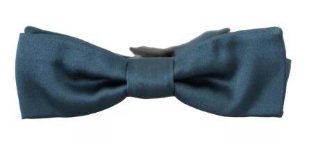 Blue 100% Silk Adjustable Neck Bow Tie Mens - Image 6