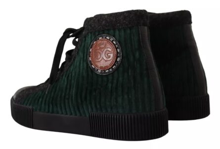 Green Corduroy High Tops Sneakers Mens Casual Shoes - Image 4