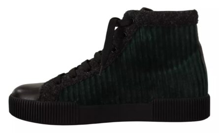 Green Corduroy High Tops Sneakers Mens Casual Shoes - Image 7