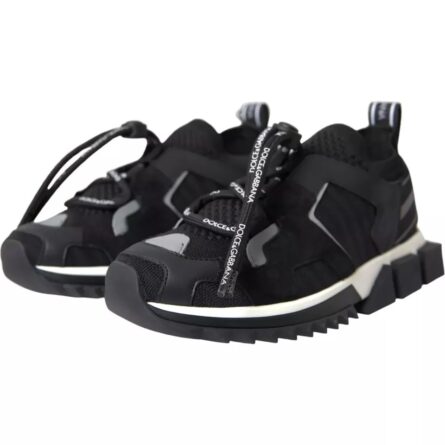 Black White Logo Sorrento Mens Sneakers Shoes - Image 8