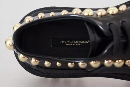 Black Leather Trekking Derby Embellished Shoes - Image 4