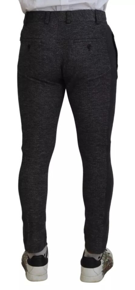 Gray Chevron Viscose Skinny Pants - Image 3