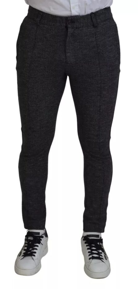 Gray Chevron Viscose Skinny Pants - Image 6