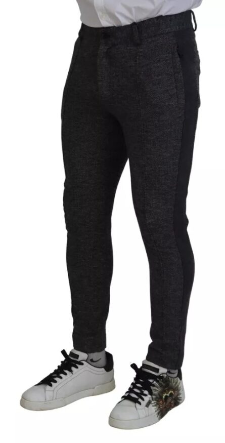 Gray Chevron Viscose Skinny Pants - Image 8