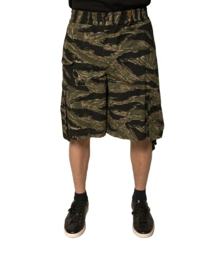 Black Gold Patterned Cotton Bermuda Shorts - Image 2