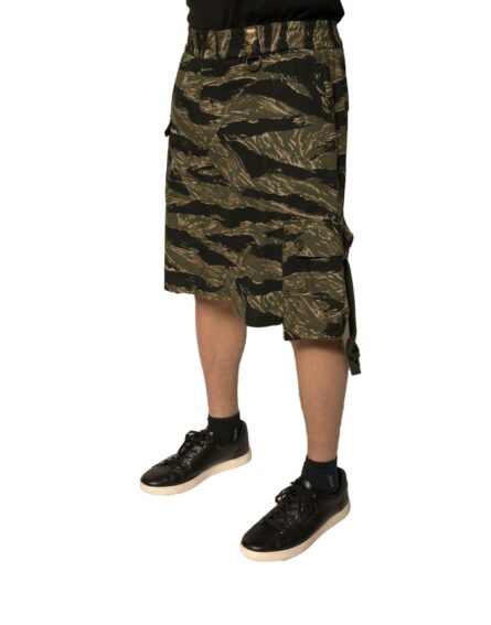 Black Gold Patterned Cotton Bermuda Shorts - Image 3