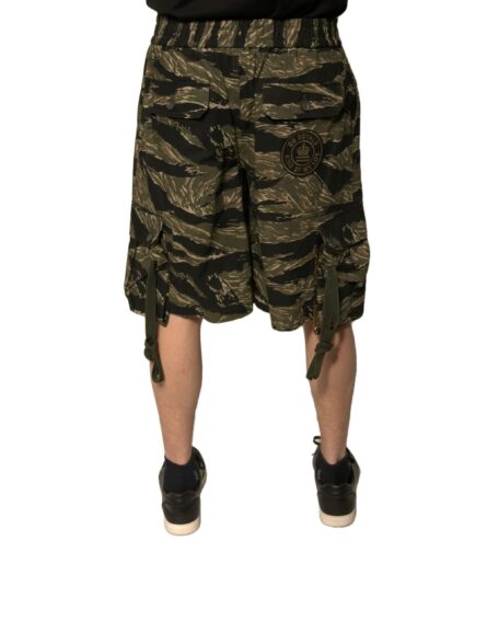 Black Gold Patterned Cotton Bermuda Shorts - Image 4