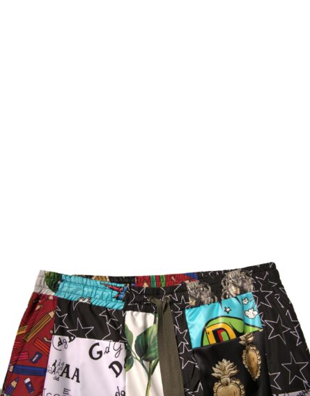 Multicolor Patchwork Cargo Bermuda Shorts - Image 5