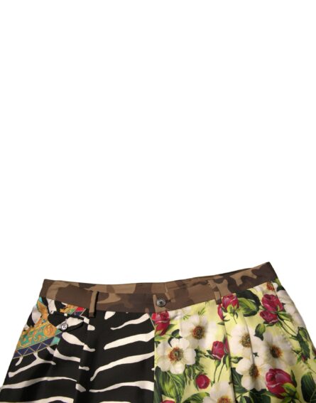 Multicolor Patchwork Silk Men Chino Shorts - Image 5