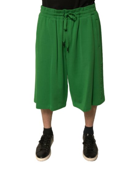 Green Cotton Blend Men Bermuda Shorts - Image 2