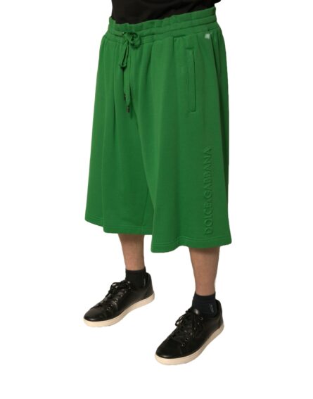 Green Cotton Blend Men Bermuda Shorts - Image 3
