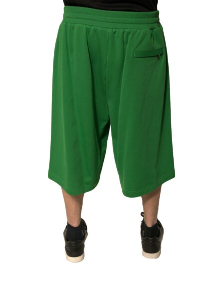 Green Cotton Blend Men Bermuda Shorts - Image 4