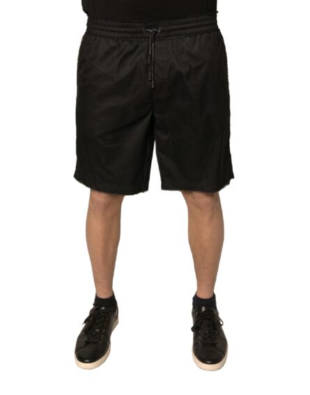 Black Polyester Jersey Mid Waist Shorts - Image 2