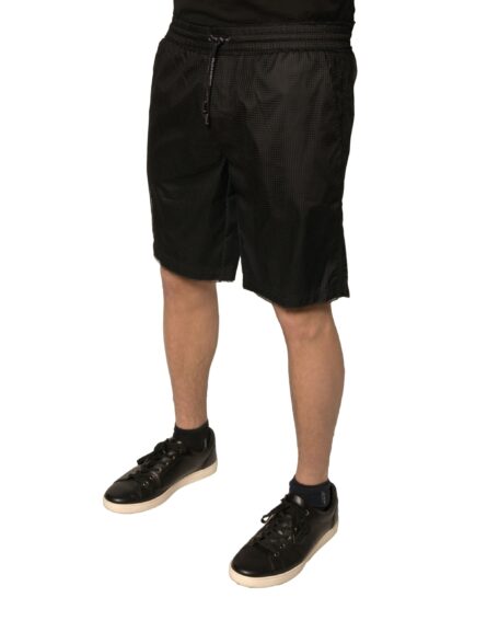 Black Polyester Jersey Mid Waist Shorts - Image 3