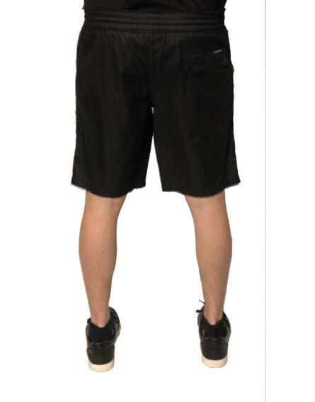 Black Polyester Jersey Mid Waist Shorts - Image 4