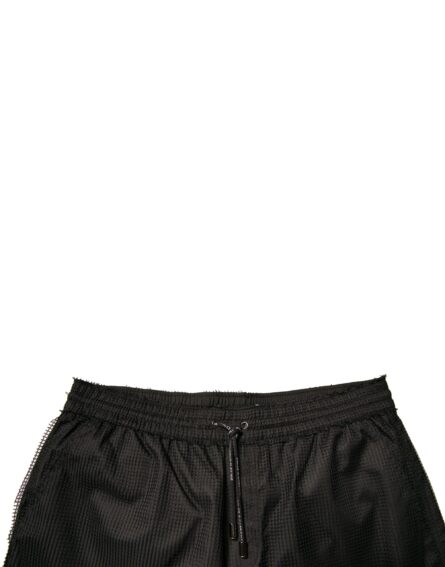 Black Polyester Jersey Mid Waist Shorts - Image 5