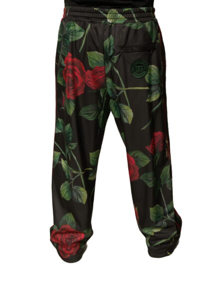 Black Floral Polyester Jogger Sweatpants Pants - Image 4