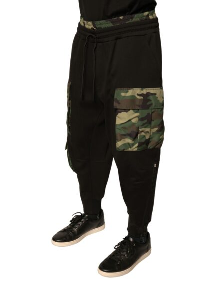 Black Camouflage Cotton Jogger Cargo Pants - Image 3