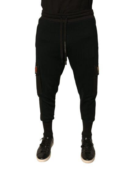 Black Cotton Jogger Cargo Sweatpants Pants - Image 2