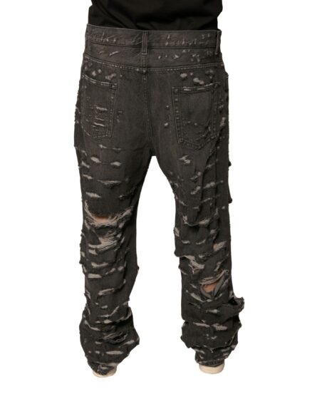 Gray Tattered Cotton Straight Men Denim Jeans - Image 4