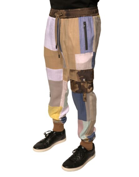 Multicolor Patchwork Jogger Sweatpants Pants - Image 3