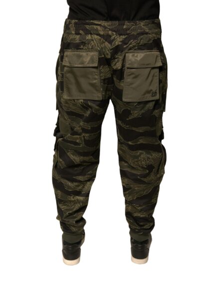 Green Cotton Jogger Cargo Pants - Image 4