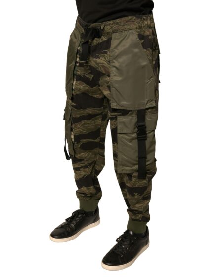Green Cotton Jogger Cargo Pants - Image 3