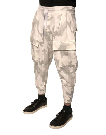 White Camouflage Cargo Jogger Pants - Image 3